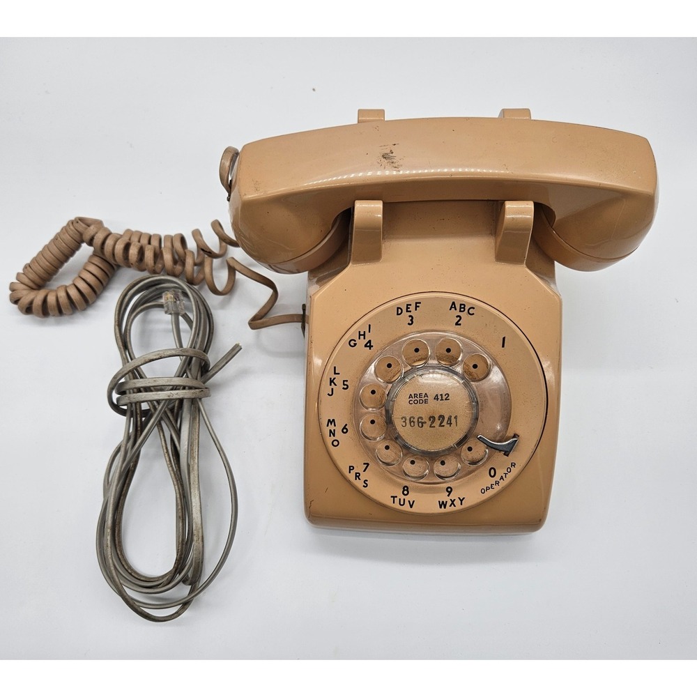 Vintage Western Electric Bell System Rotary Dial Telephone Tan Beige 500 Series